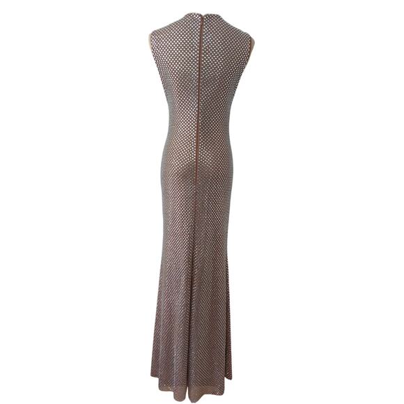 Self-Portrait Silver Rhinestone Mesh Midi Dress US 6 - Picture 8 of 11